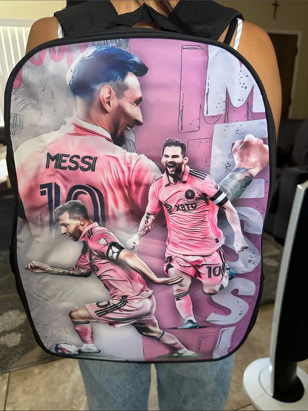Youth MESSI Pink Soccer Graphic Backpack